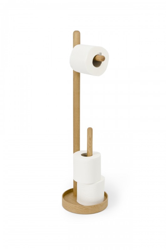 Yoku Freestanding Toilet Roll Holder - Natural Oak
